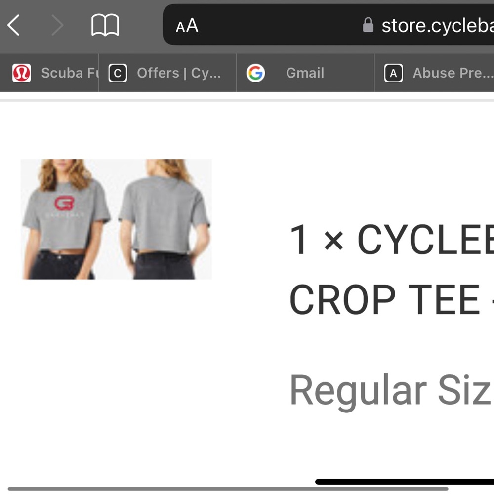 Cyclebar Grey cropped tee